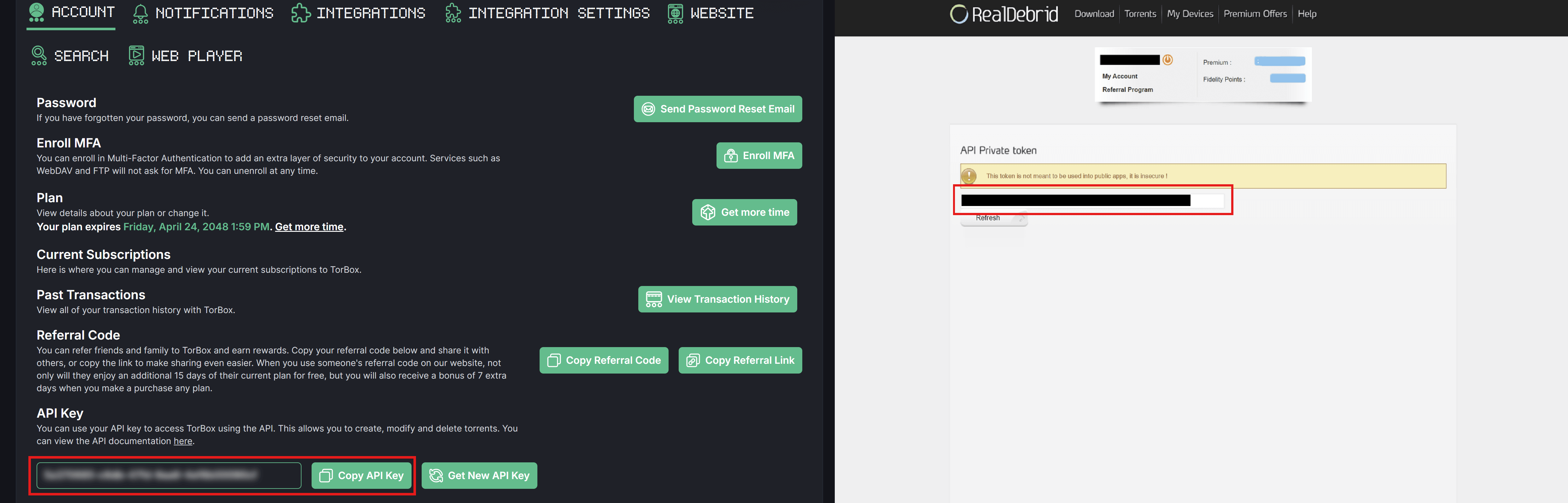 TorBox & Real-Debrid API Key